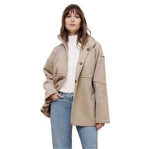 Banana Republic REVERSIBLE VEGAN SUEDE SHERPA JACKET NWT Small Petite